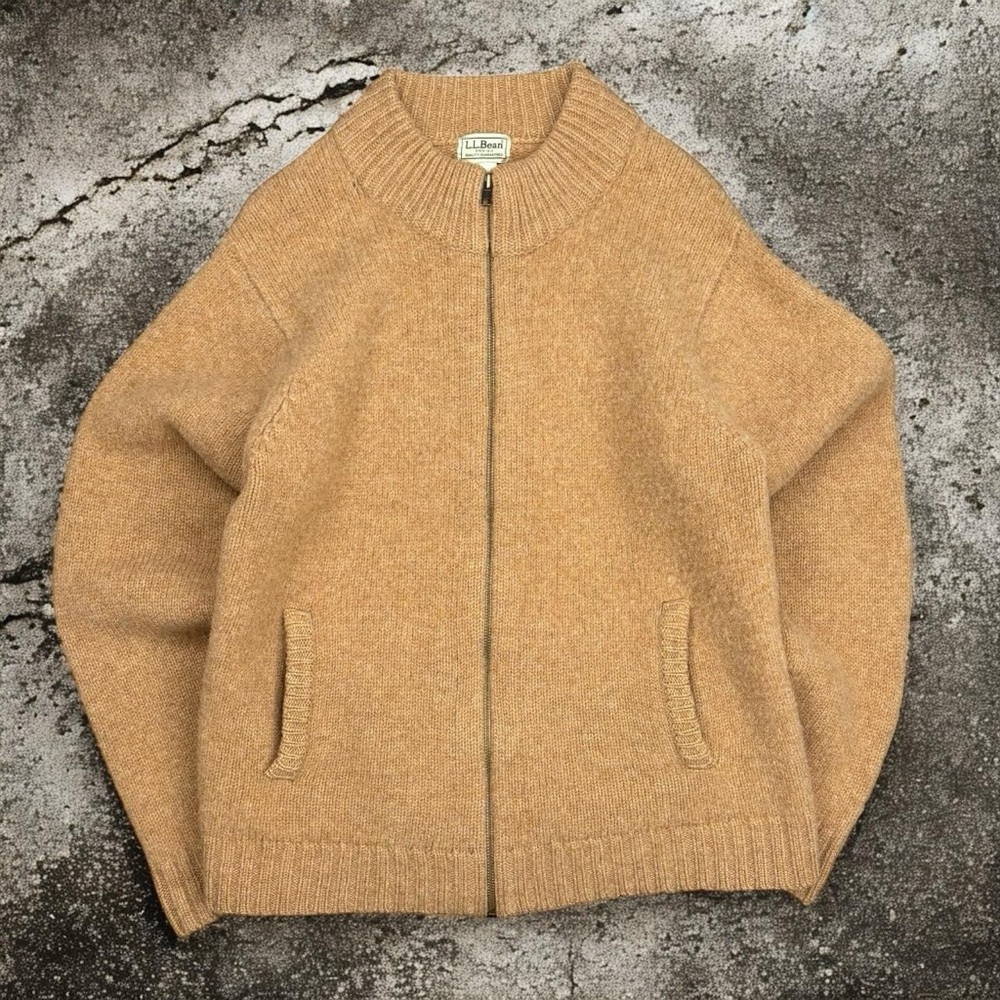Vintage Wool L.L Bean Zip Up Sweater with Elbow Patches